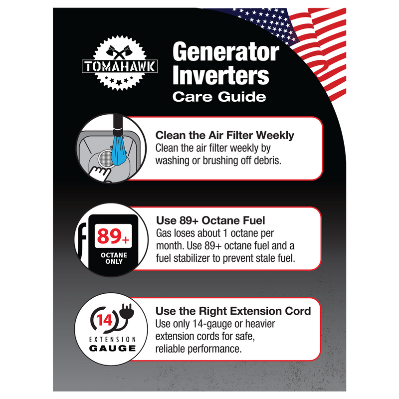 2000 Watt Inverter Generator Super Quiet Portable Gas Power Professional Use by Tomahawk Power