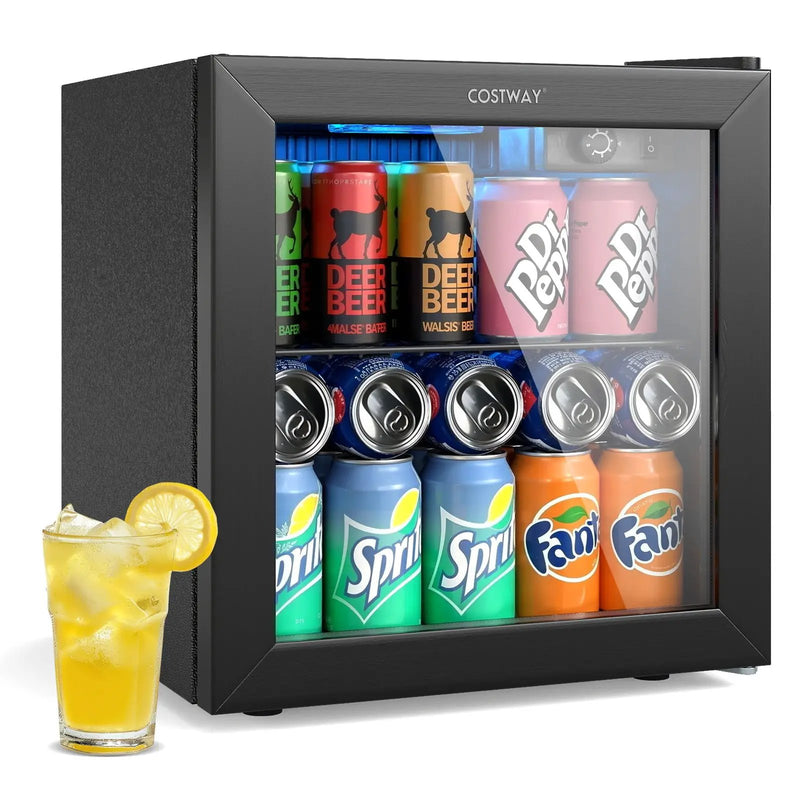 Beverage Refrigerator Cooler 1.3 Cu. Ft. 12 Bottles 55 Cans Mini Fridge-Black by DirectDeals