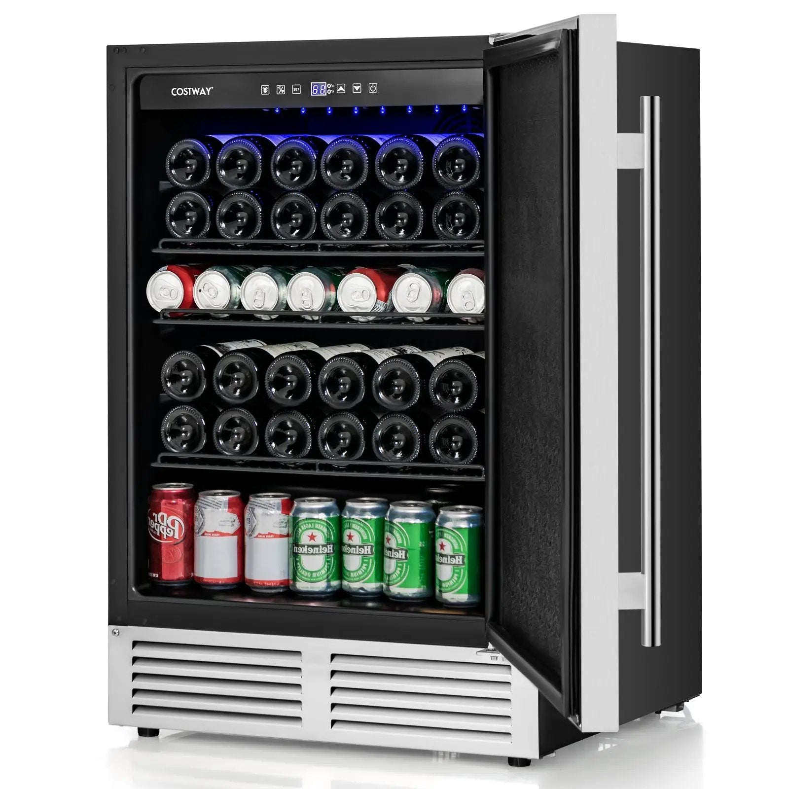 24 Inches Beverage Refrigerator with Removable Shelves and Adjustable Temperature-Silver by DirectDeals