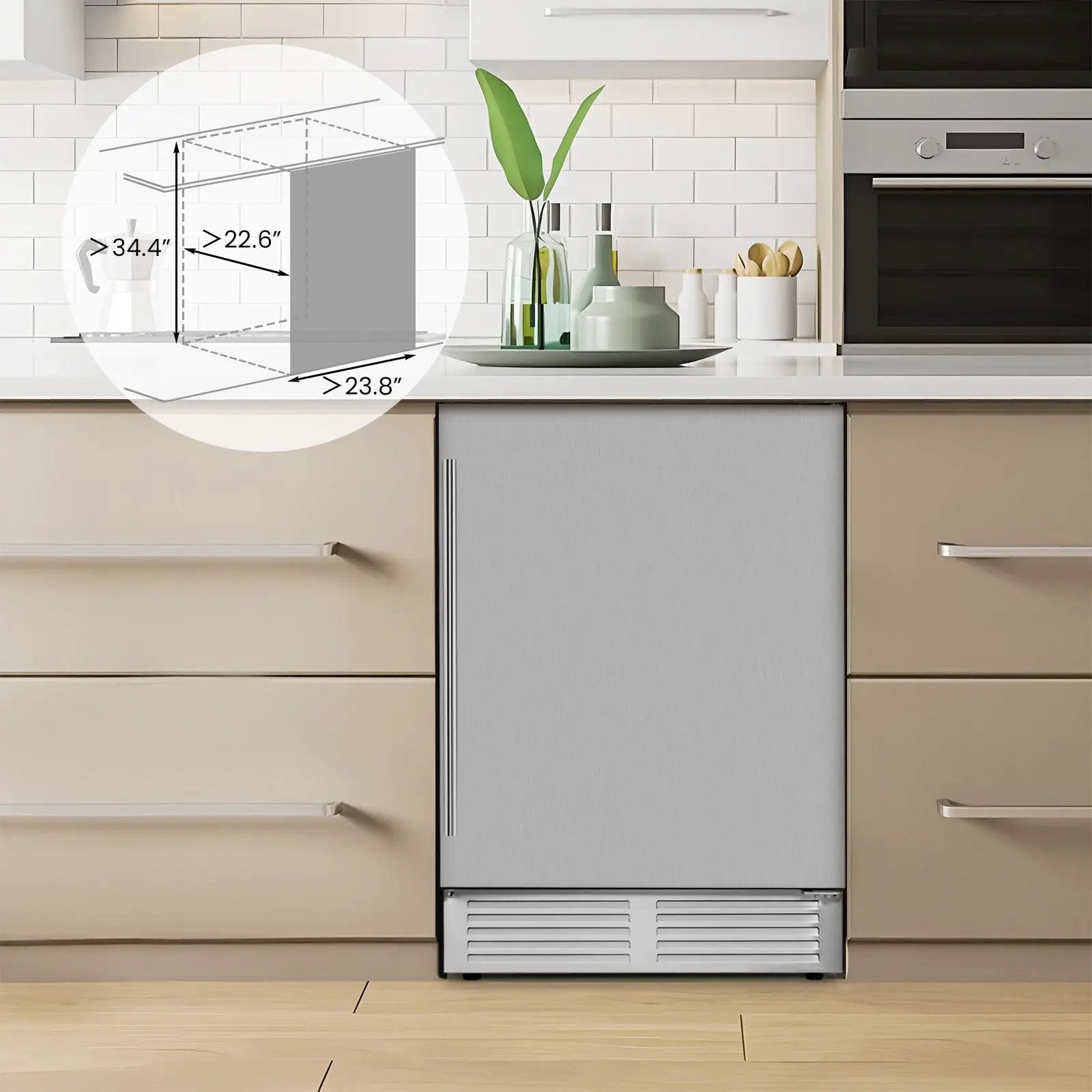 24 Inches Beverage Refrigerator with Removable Shelves and Adjustable Temperature-Silver by DirectDeals