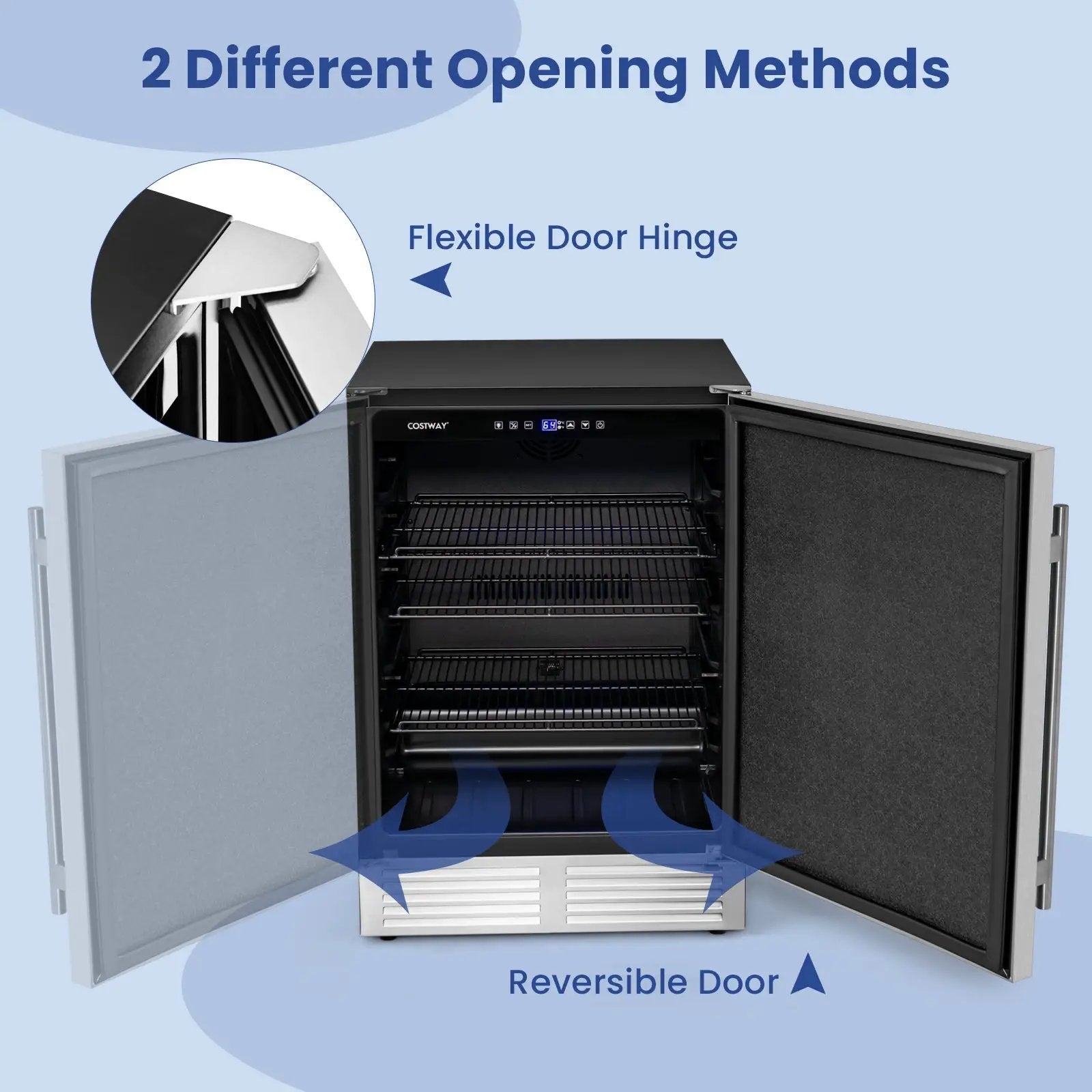 24 Inches Beverage Refrigerator with Removable Shelves and Adjustable Temperature-Silver by DirectDeals