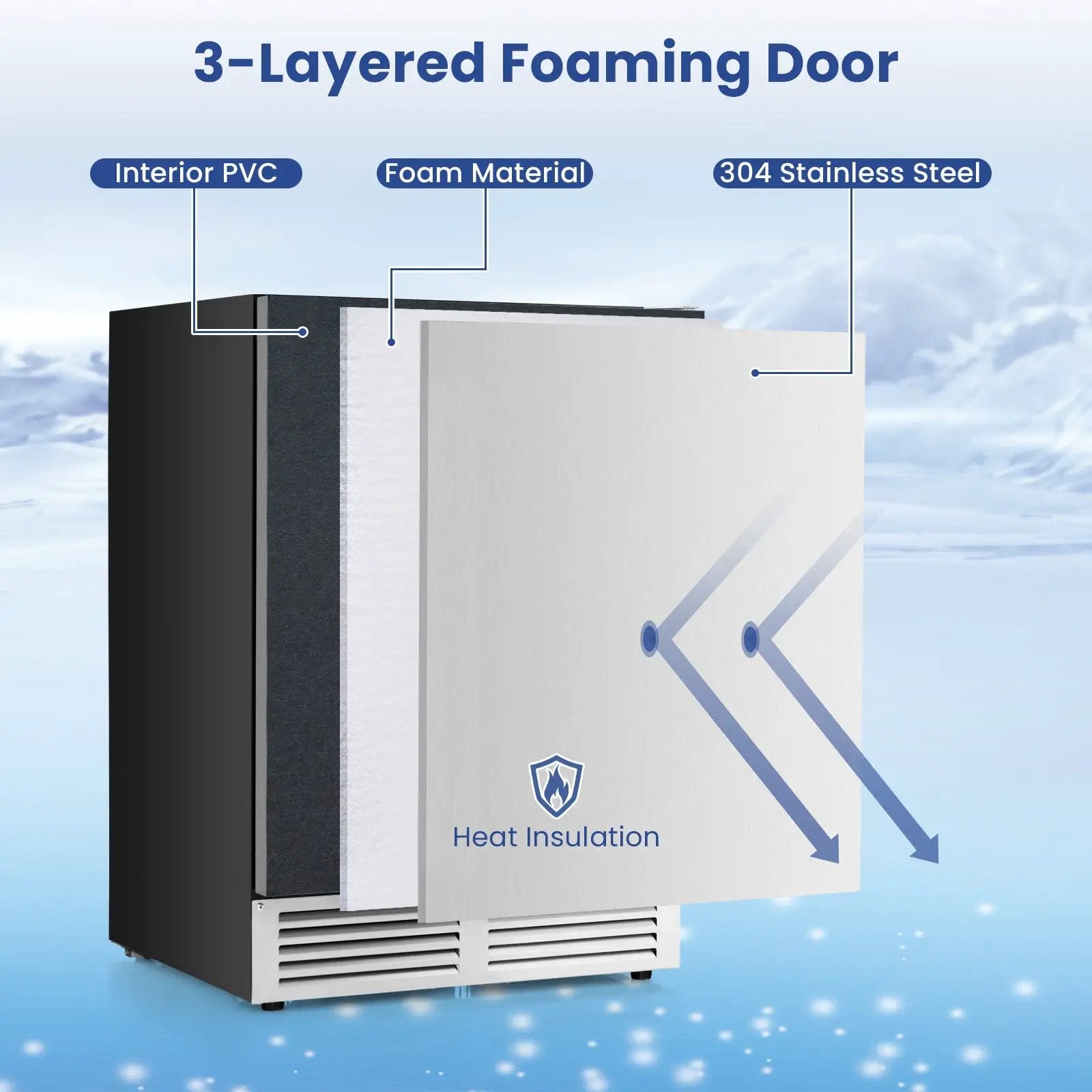 24 Inches Beverage Refrigerator with Removable Shelves and Adjustable Temperature-Silver by DirectDeals
