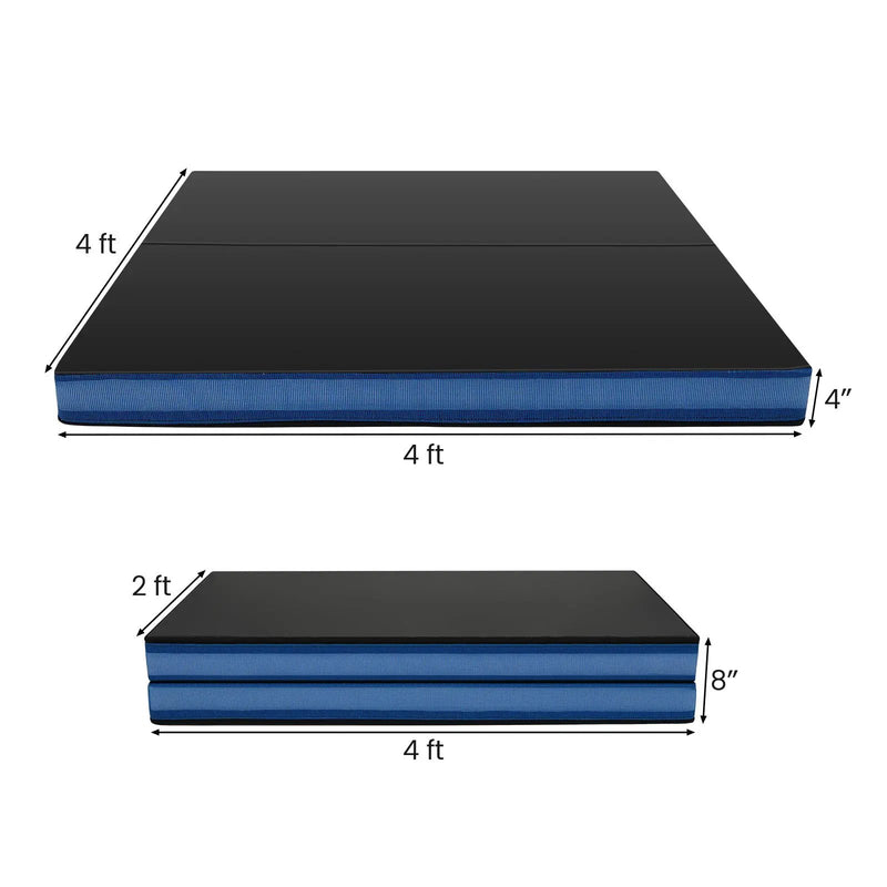 Bi-Fold Gymnastics Mat Thick Folding Exercise Mat with Carrying Handles-Black by DirectDeals