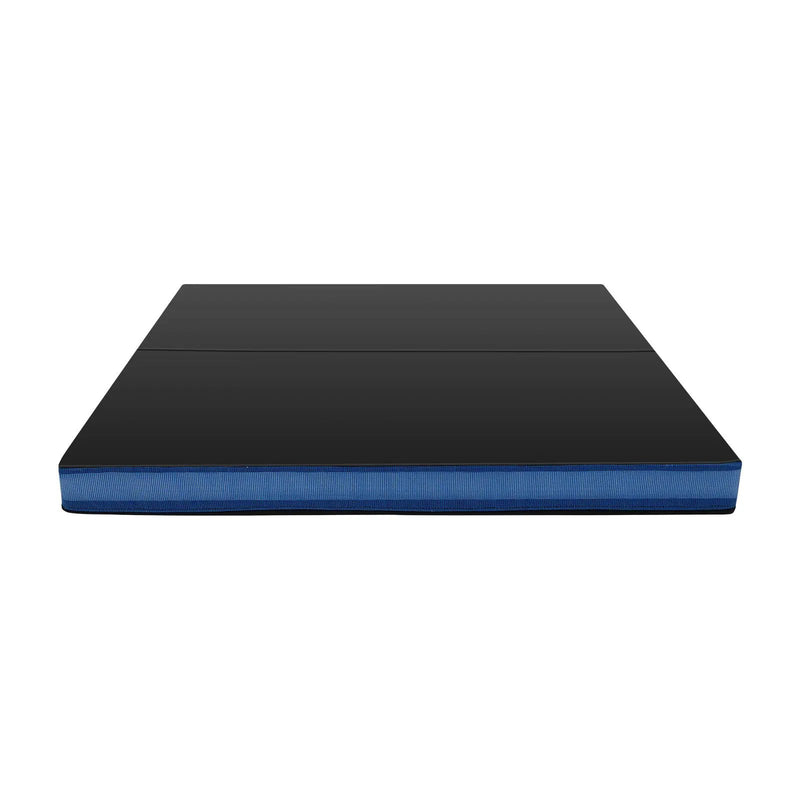 Bi-Fold Gymnastics Mat Thick Folding Exercise Mat with Carrying Handles-Black by DirectDeals
