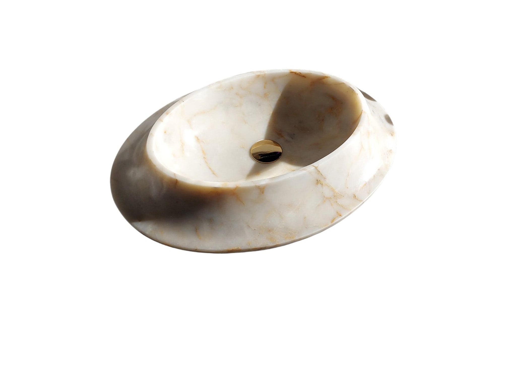 Bianco Gold Marble Special Design Oval Sink Polished (W)15.7" (L)22.4" (H)5.5" by GobekDesign