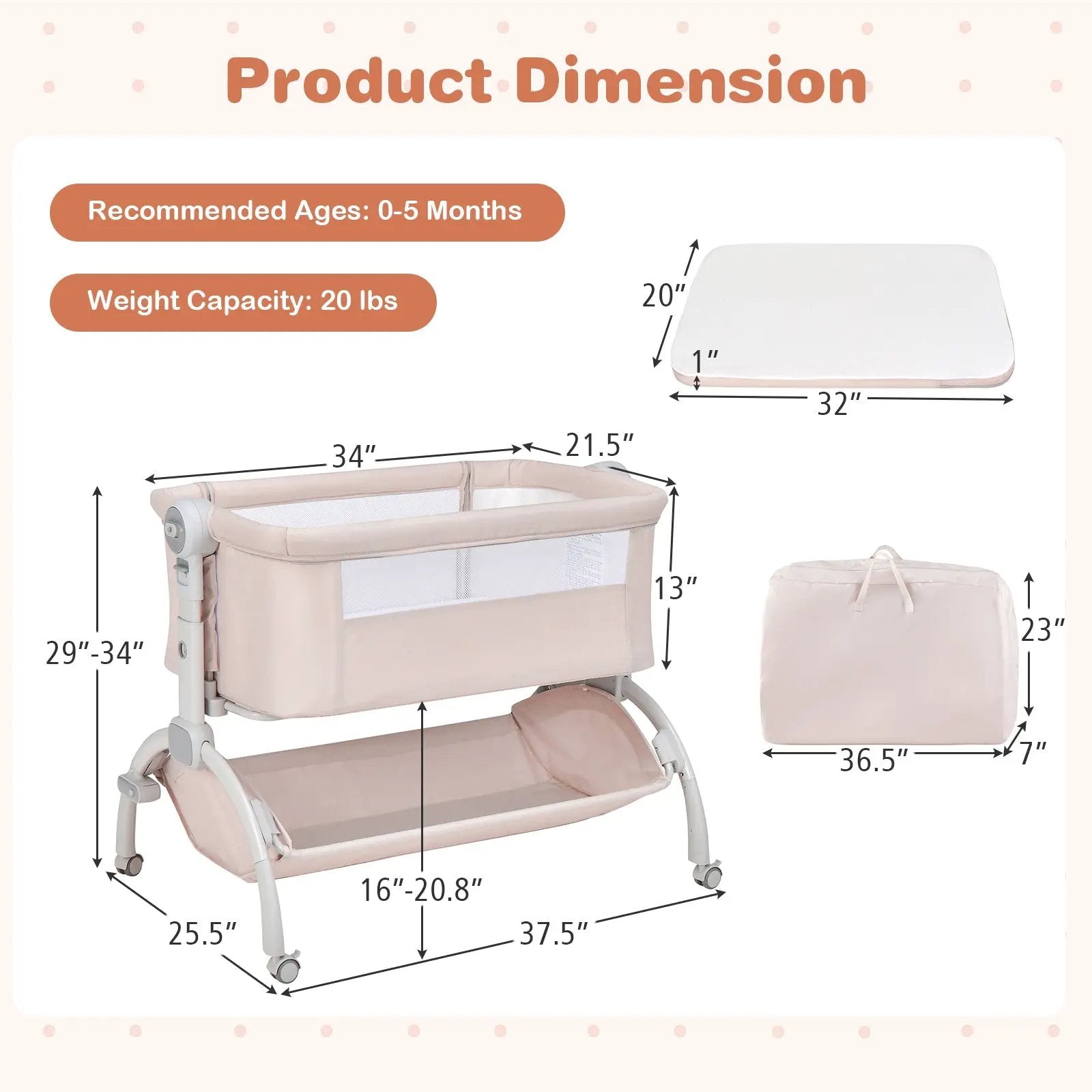 3-in-1 Baby Bassinet with Double-Lock Design and Adjustable Heights by DirectDeals