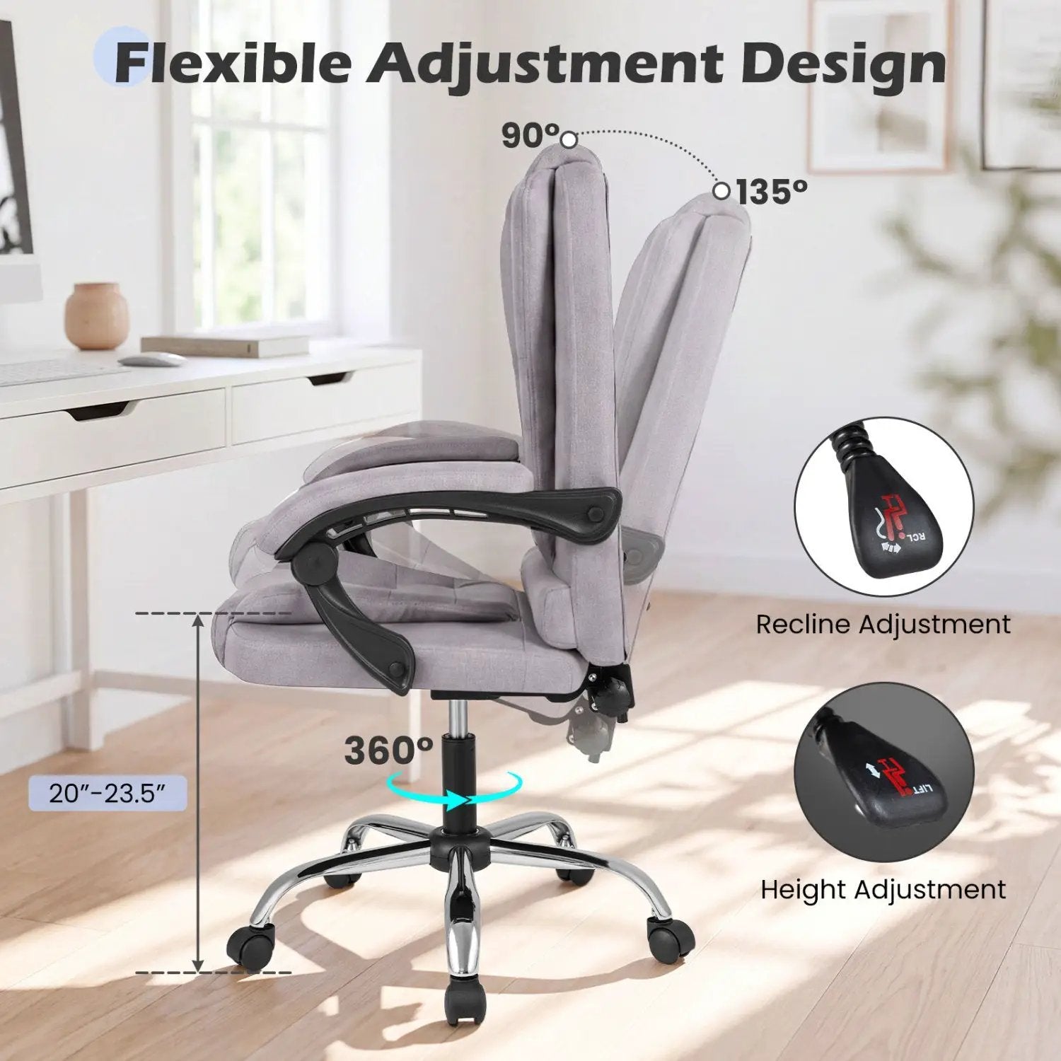 Executive Office Chair with Linkage Armrests & Reclining Back by DirectDeals