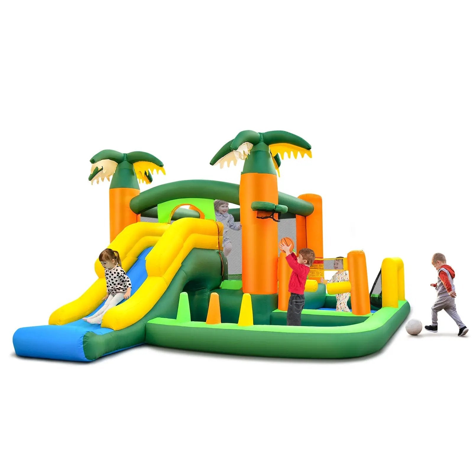 Big Inflatable Bounce House with Slide and Ball Pits for Indoor and Outdoor with 735W Blower by DirectDeals