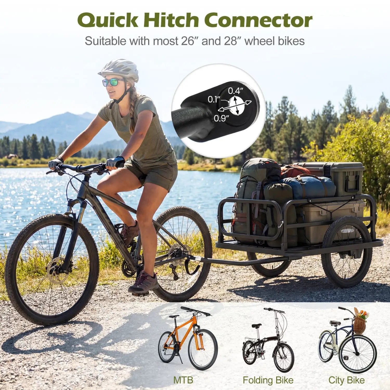 Bike Cargo Trailer Heavy-Duty Bicycle Wagon Cart with Universal Hitch-Black by DirectDeals
