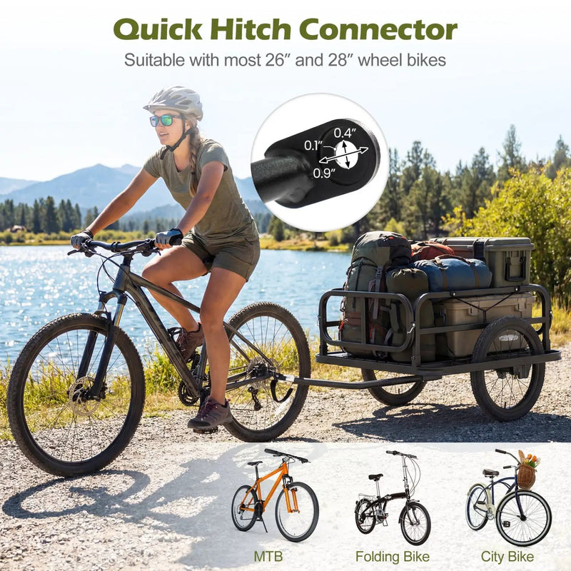 Bike Cargo Trailer Heavy-Duty Bicycle Wagon Cart with Universal Hitch-Black by DirectDeals