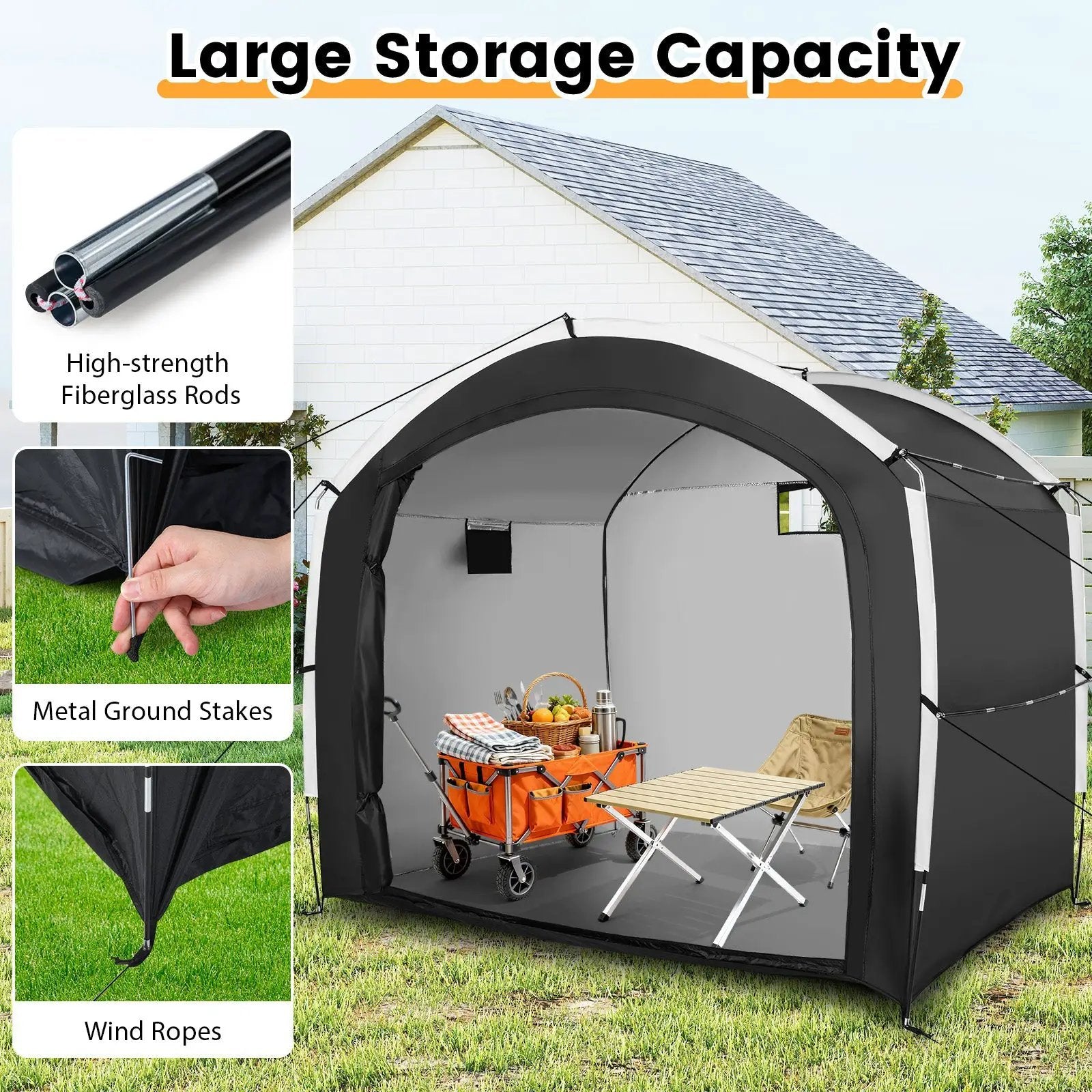 Bike Storage Shed Tent with PU4000MM Waterproof 210D Oxford Fabric for 5 Bikes by DirectDeals