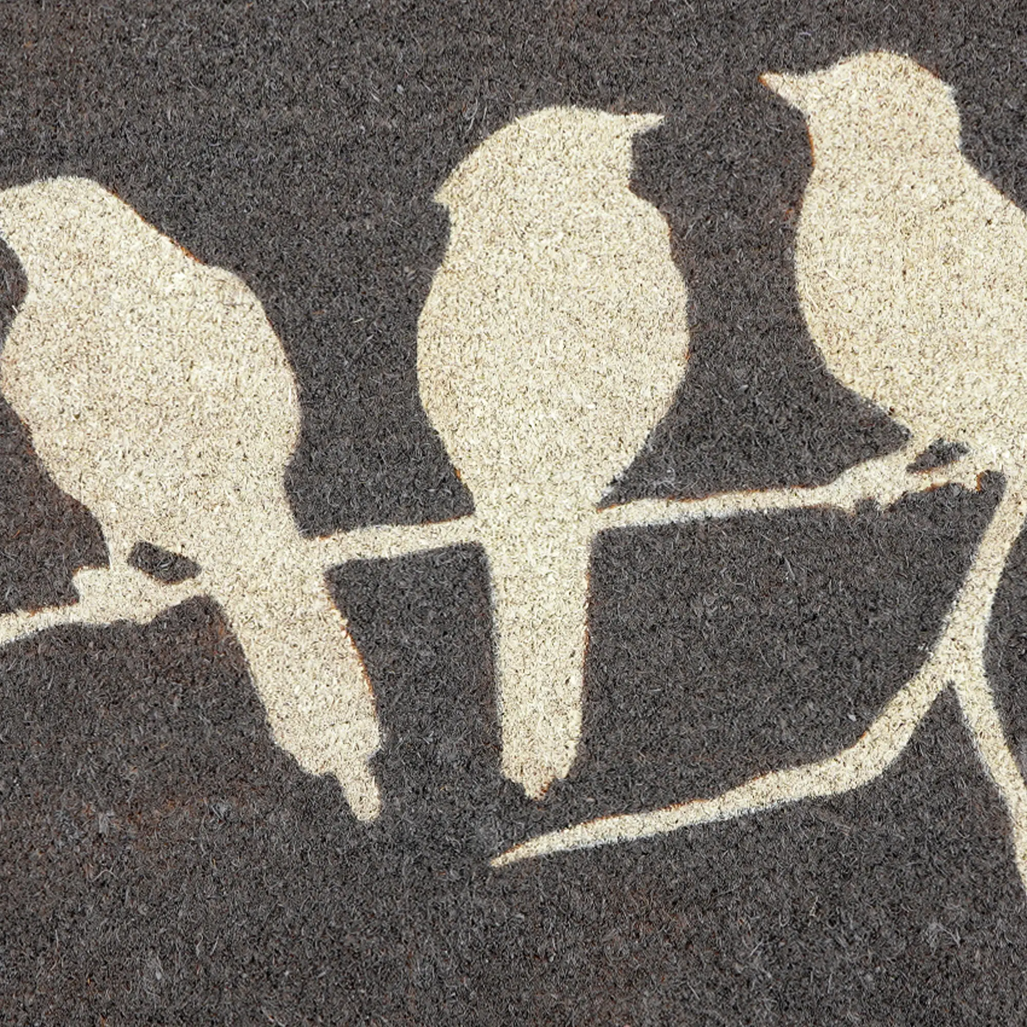 Birds On Branch - Gray Coir Doormat by Fab Habitat