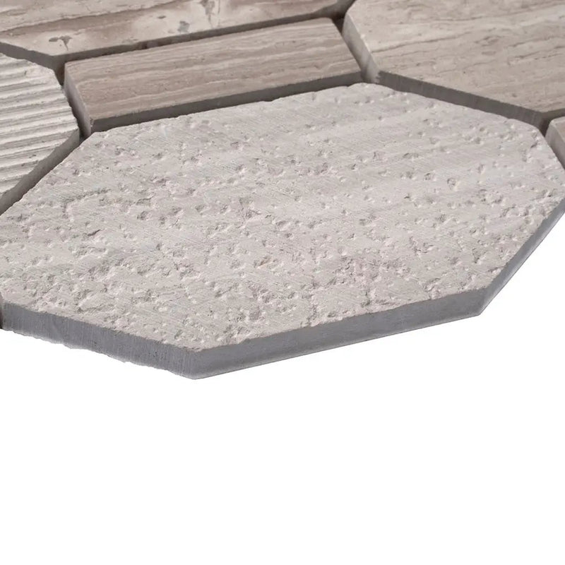 Wooden Grey 11x12 Polished Etched Hexagon Marble Mosaic Tile (5 pack, 4.66 sq ft/case) by Apollo Tile