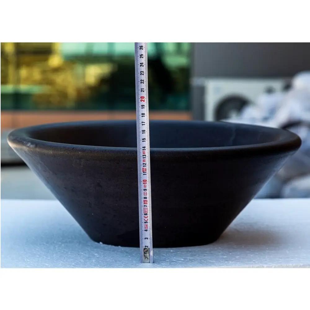 Black Andesite Natural Stone V-Shape Tapered Sink Honed-Matte by GobekDesign