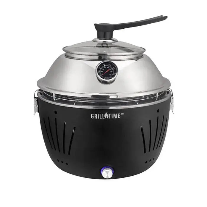 Grill Time Tailgater GTX Portable Charcoal Grill with Glass Hood Perfect for Camping Accessories by Outdoor Solar Outlet
