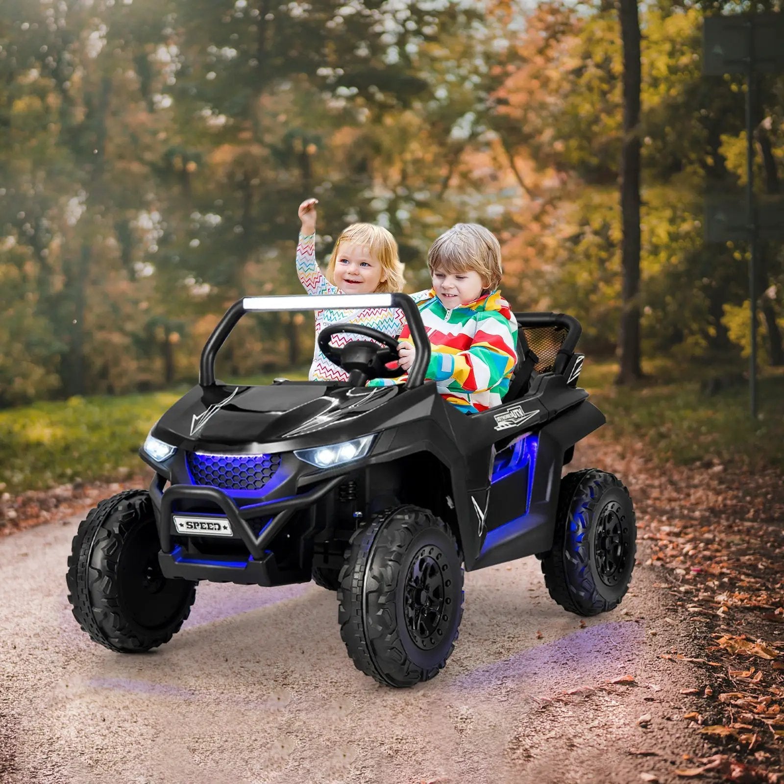 12V 2-Seater Kids Ride on UTV with Slow Start Function Music by DirectDeals
