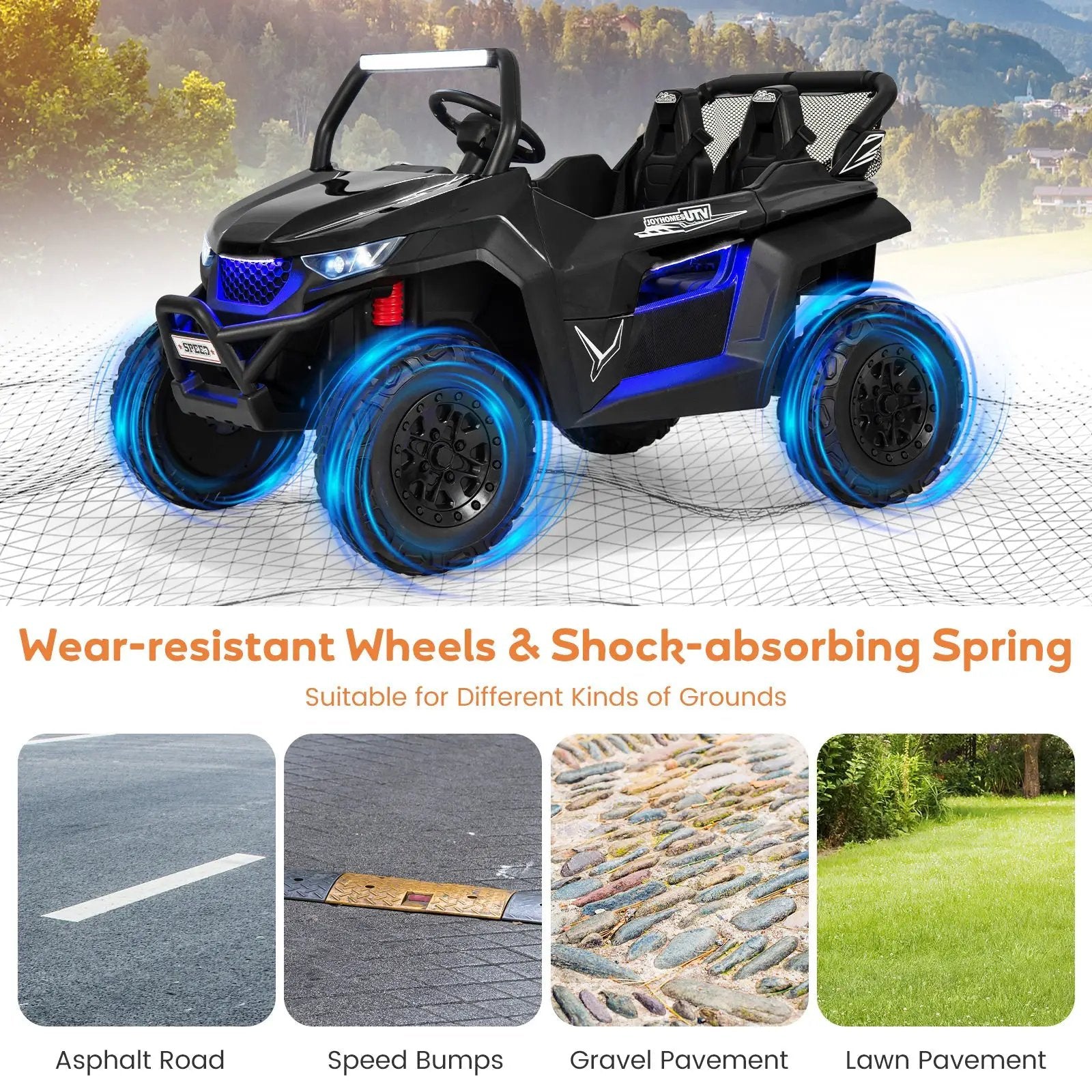 12V 2-Seater Kids Ride on UTV with Slow Start Function Music by DirectDeals