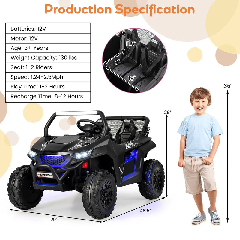 12V 2-Seater Kids Ride on UTV with Slow Start Function Music by DirectDeals