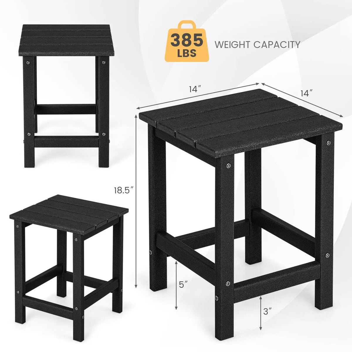 14 Inch Square Weather-Resistant Adirondack Side Table by DirectDeals