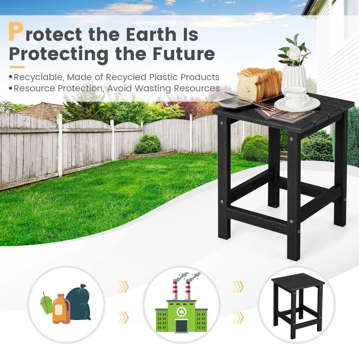 14 Inch Square Weather-Resistant Adirondack Side Table by DirectDeals