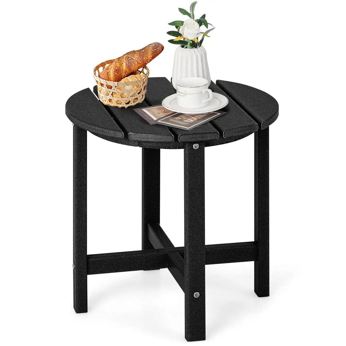 18 Inch Round Weather-Resistant Adirondack Side Table by DirectDeals