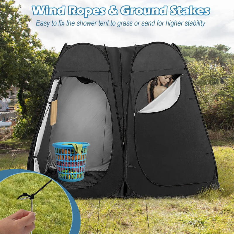 Oversized Pop Up Shower Tent with Window Floor and Storage Pocket by DirectDeals