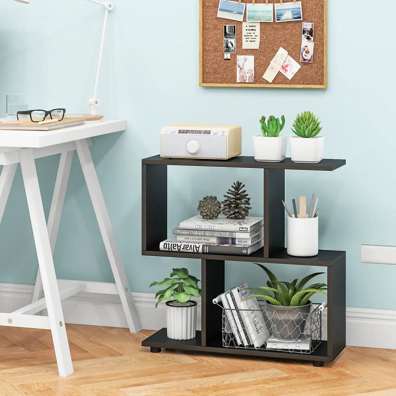 24 Inch 3-Tier Geometric Bookshelf with Thick Foot Pads by DirectDeals