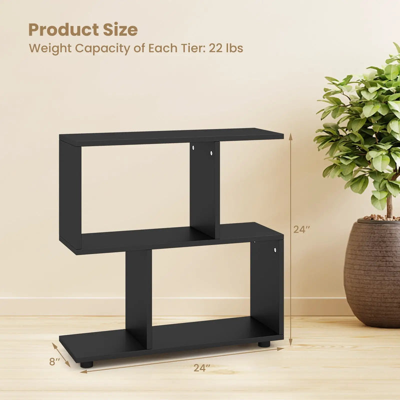 24 Inch 3-Tier Geometric Bookshelf with Thick Foot Pads by DirectDeals
