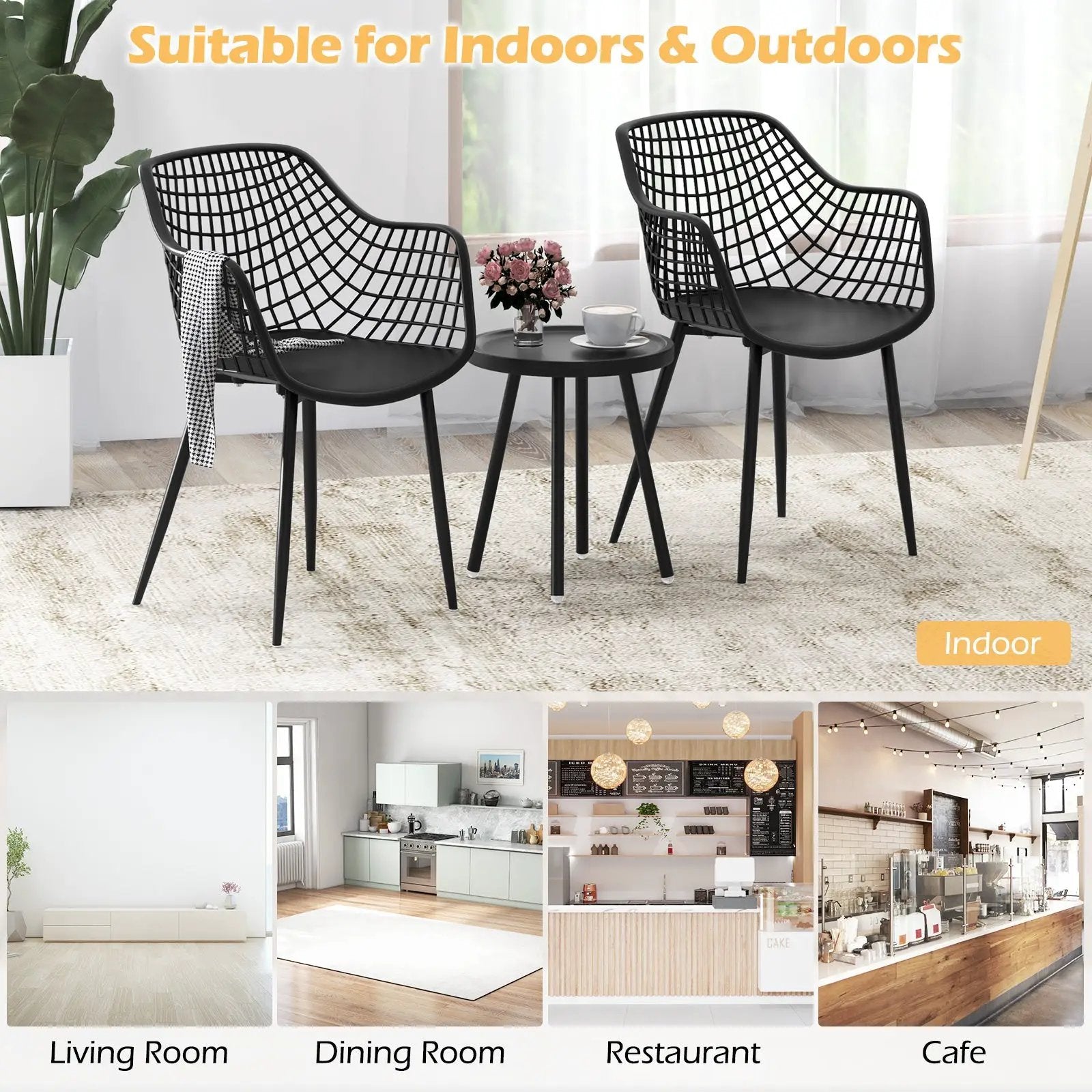 3 Piece Patio Chair Set with PP Seat and Tabletop for Porch by DirectDeals