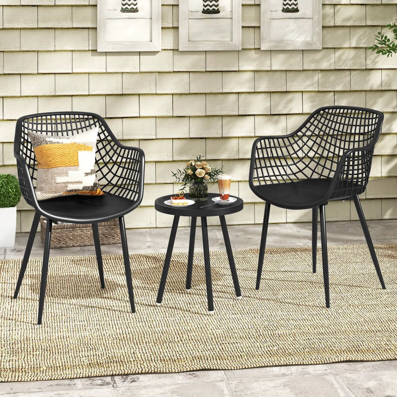 3 Piece Patio Chair Set with PP Seat and Tabletop for Porch by DirectDeals