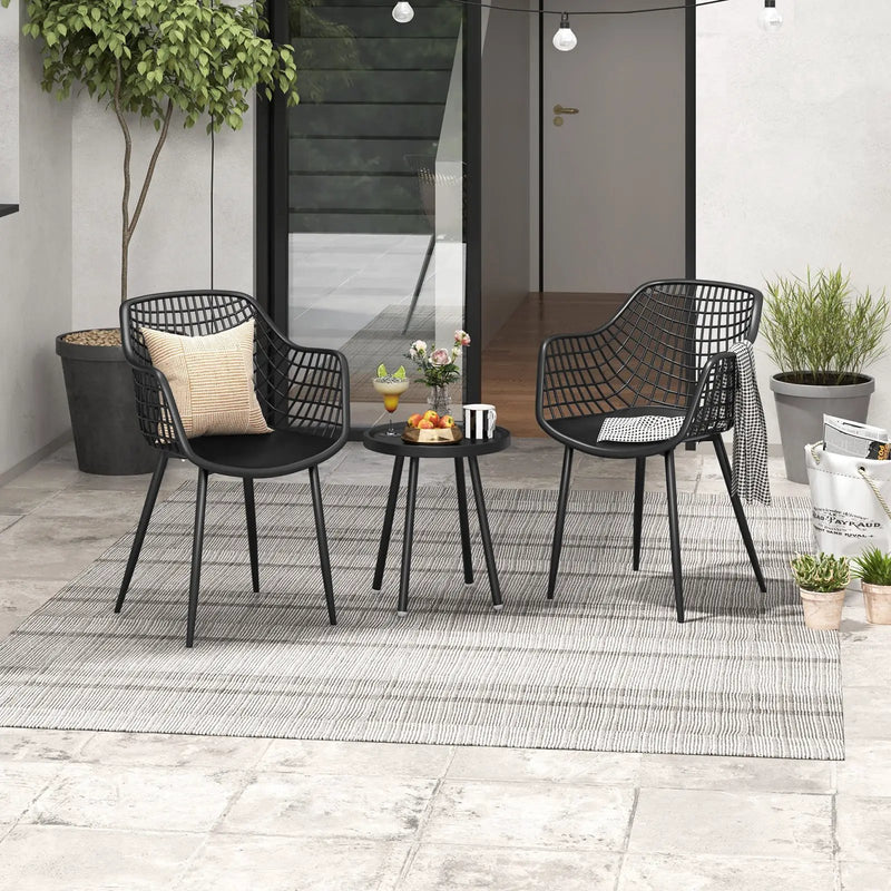 3 Piece Patio Chair Set with PP Seat and Tabletop for Porch by DirectDeals