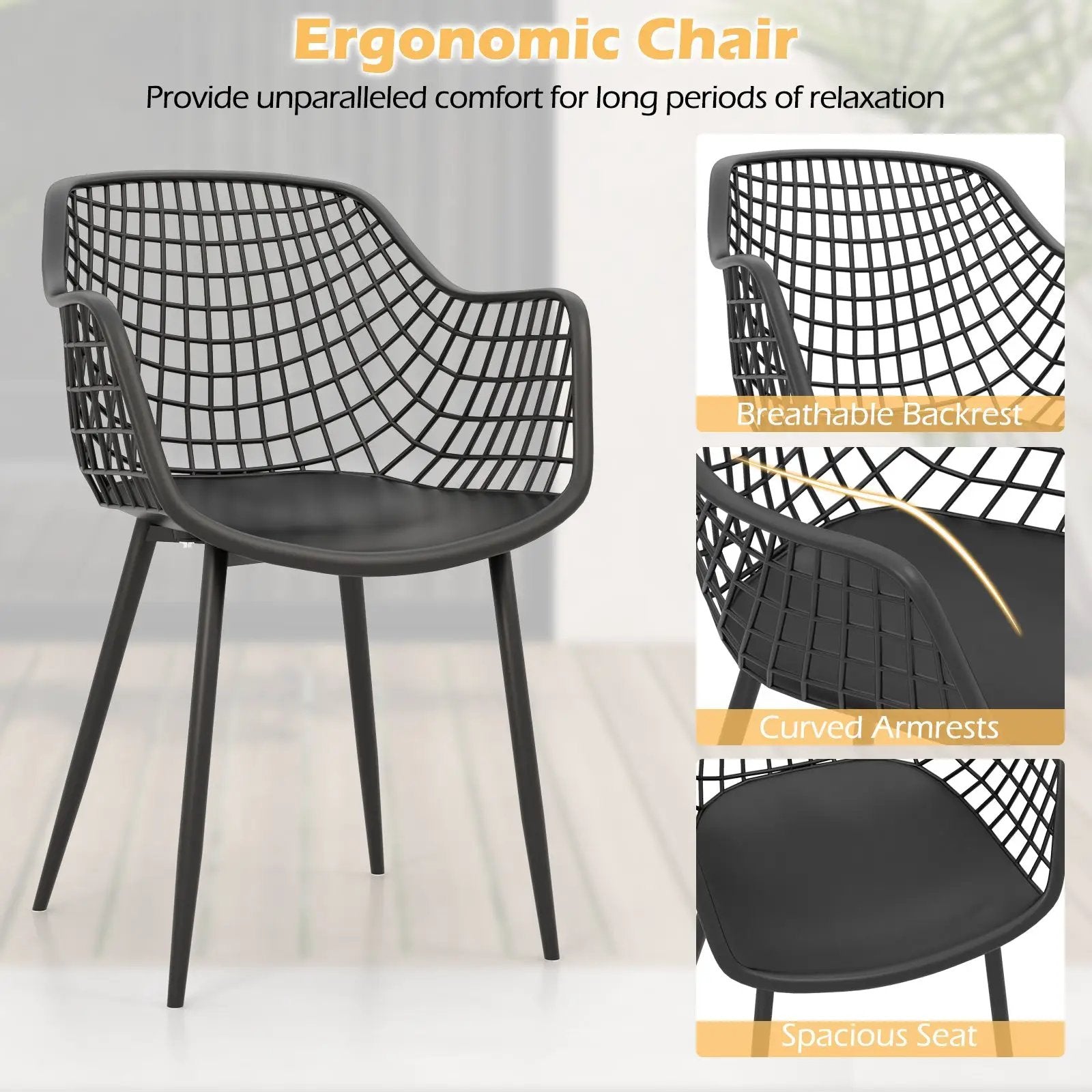 3 Piece Patio Chair Set with PP Seat and Tabletop for Porch by DirectDeals
