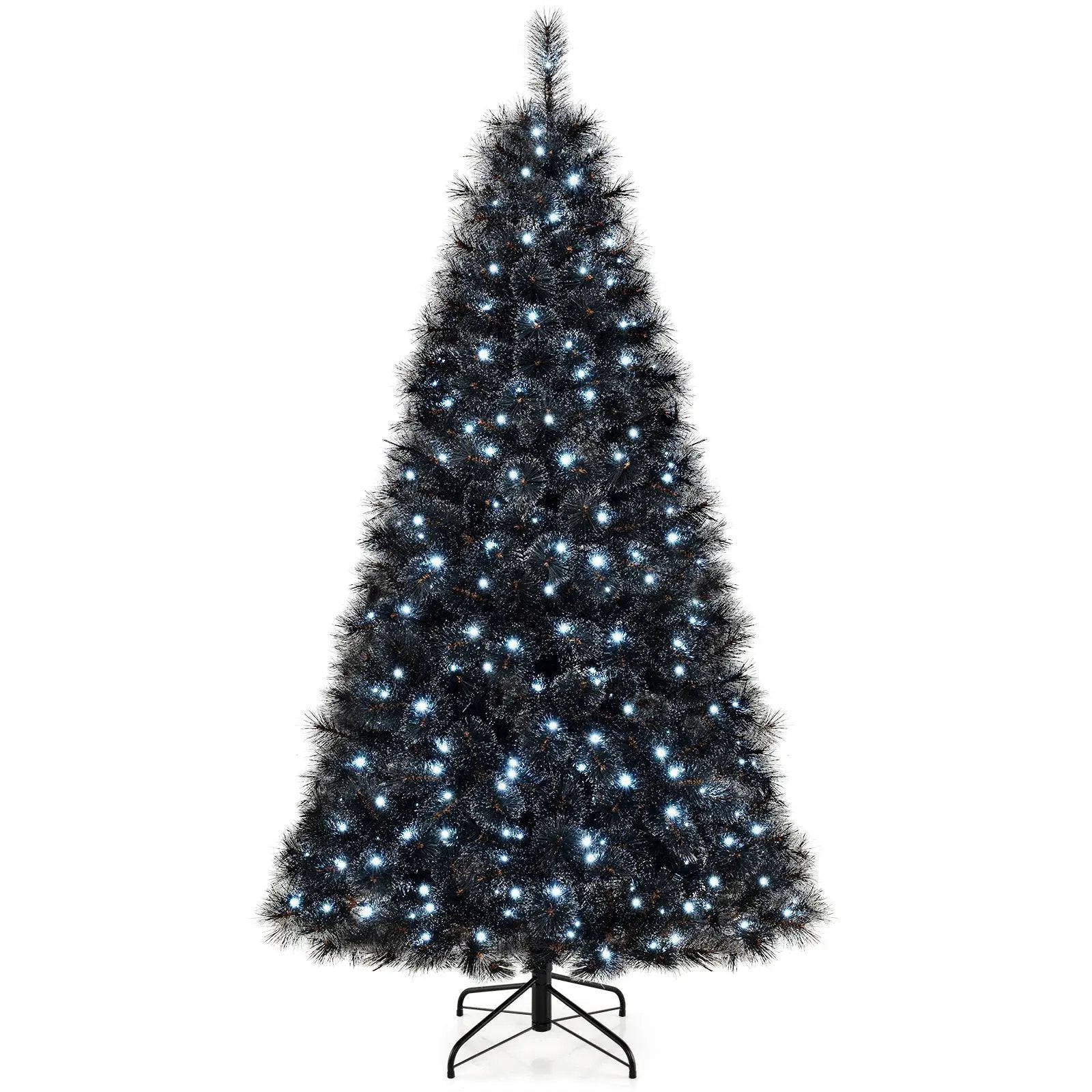 6/7/8 Feet Black Artificial Halloween Christmas Tree with PVC Branch Tips and 210/320/450 Cool White LED Lights by DirectDeals