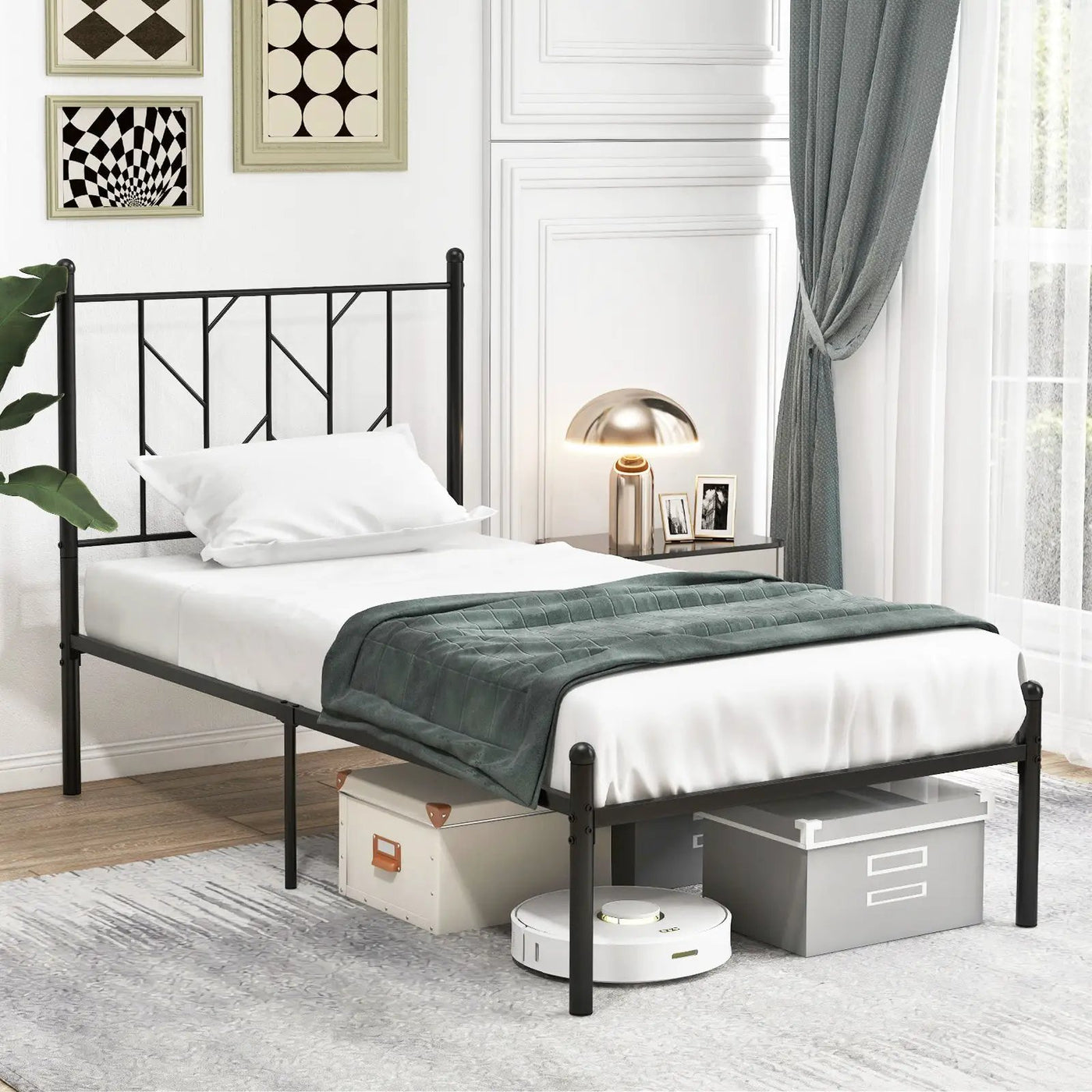 Twin/Full/Queen Size Platform Bed Frame with Sturdy Metal Slat Support by DirectDeals