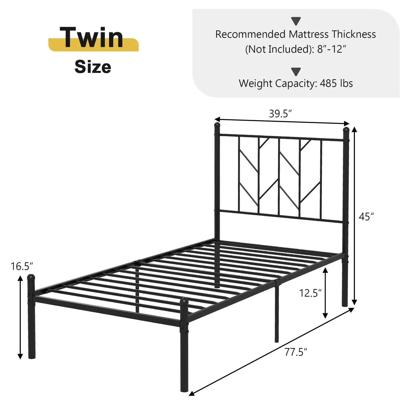 Twin/Full/Queen Size Platform Bed Frame with Sturdy Metal Slat Support by DirectDeals