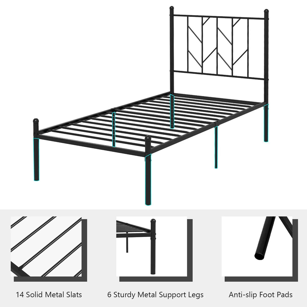 Twin/Full/Queen Size Platform Bed Frame with Sturdy Metal Slat Support by DirectDeals
