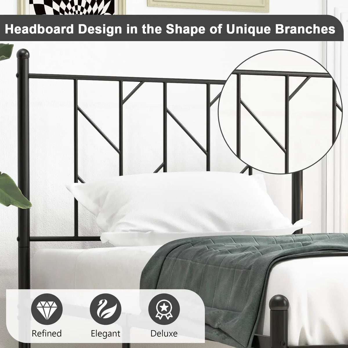 Twin/Full/Queen Size Platform Bed Frame with Sturdy Metal Slat Support by DirectDeals