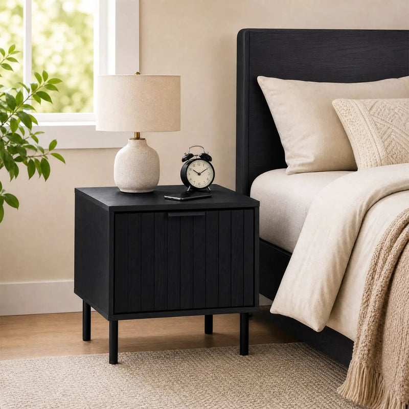 Modern Nightstand with Vertical-Striped Drawer by DirectDeals