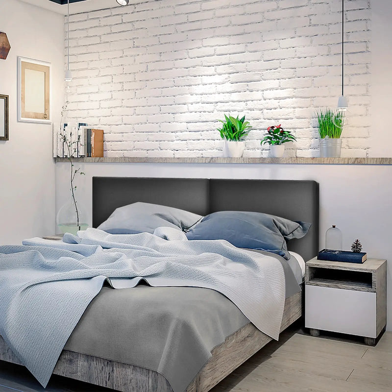 Upholstered Wall Mounted Headboard with Tufted Button Linen Fabric by DirectDeals