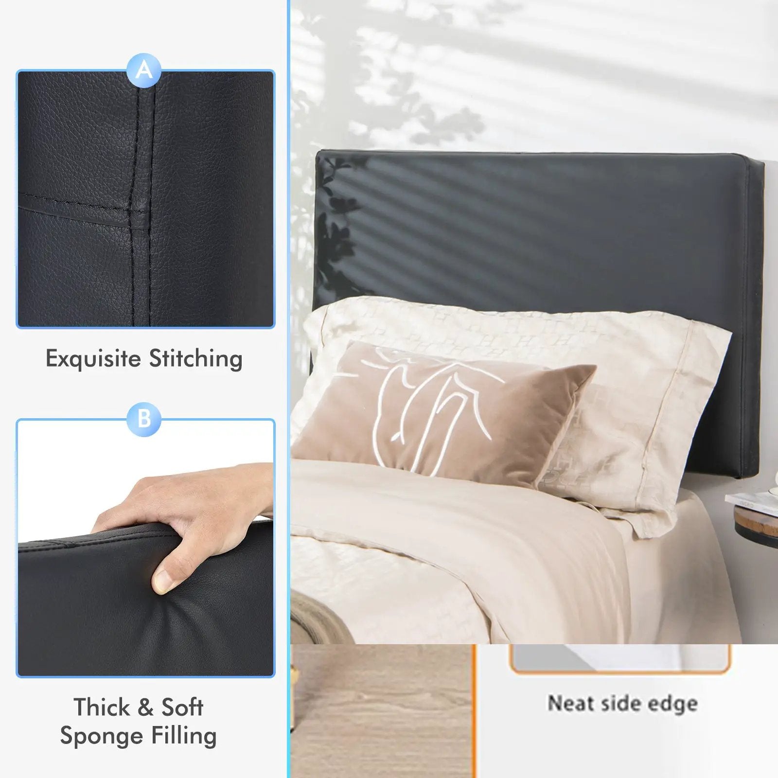 Upholstered Wall Mounted Headboard with Tufted Button Linen Fabric by DirectDeals