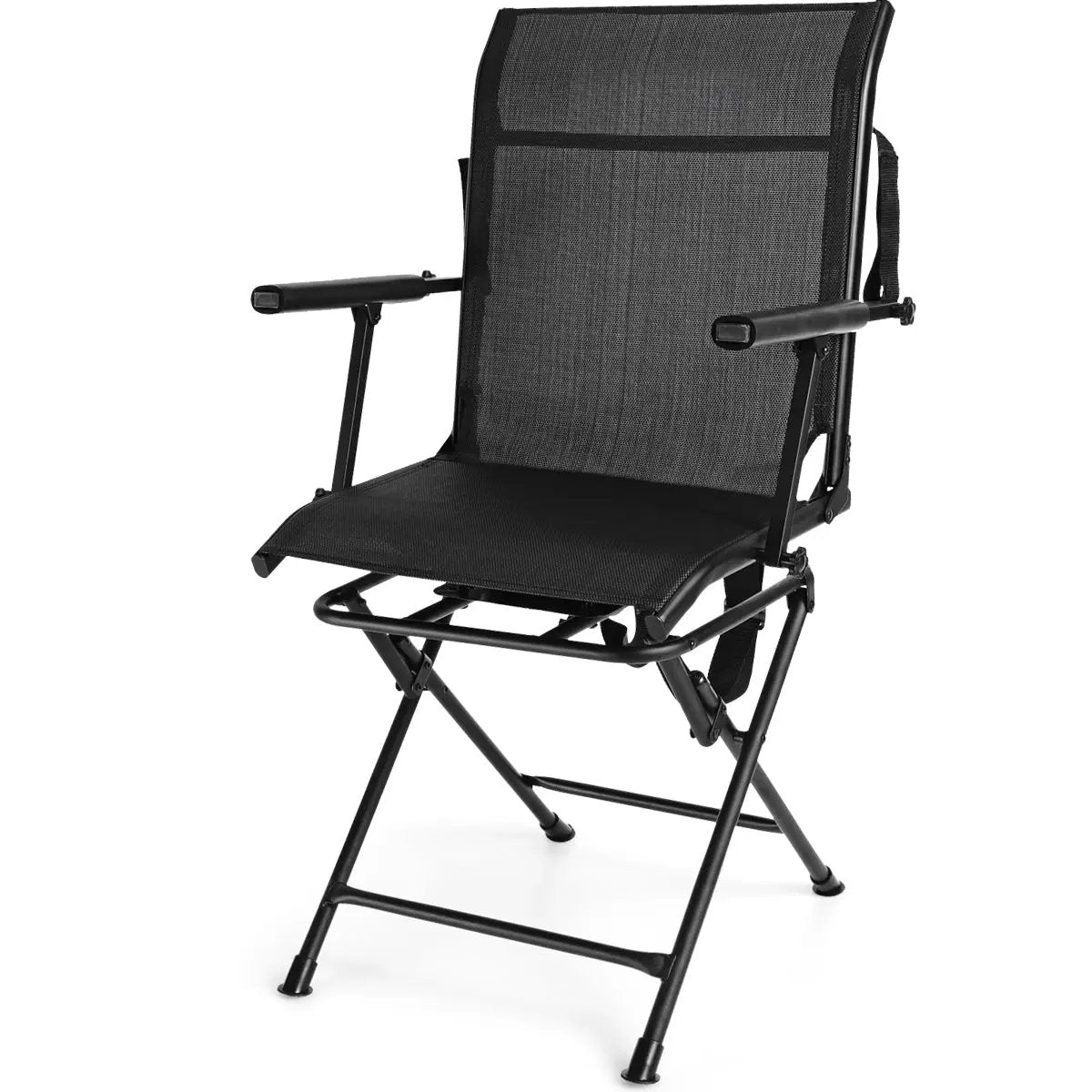 Foldable Swivel Patio Chair with Armrest and Mesh Back by DirectDeals