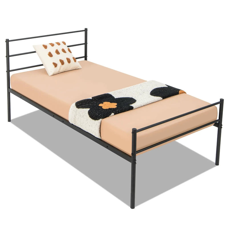 Twin Size Metal Bed Frame Platform with Headboard by DirectDeals