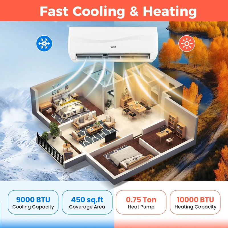 Blast Series 9000 BTU 19 SEER2 115V Ductless Mini Split Air Conditioner and Heater by DirectDeals