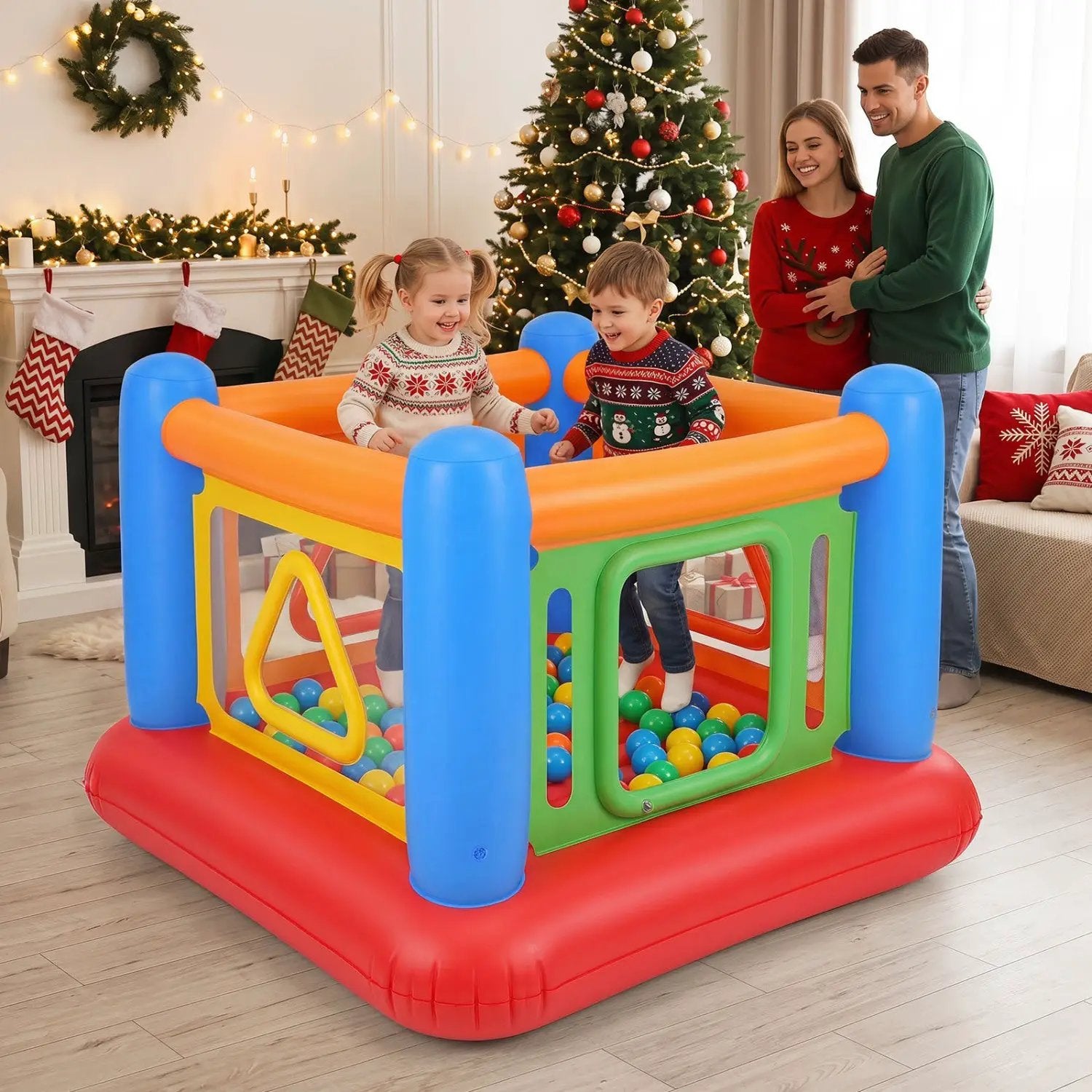 Inflatable Bounce House for Kids with Transparent Side Walls by DirectDeals