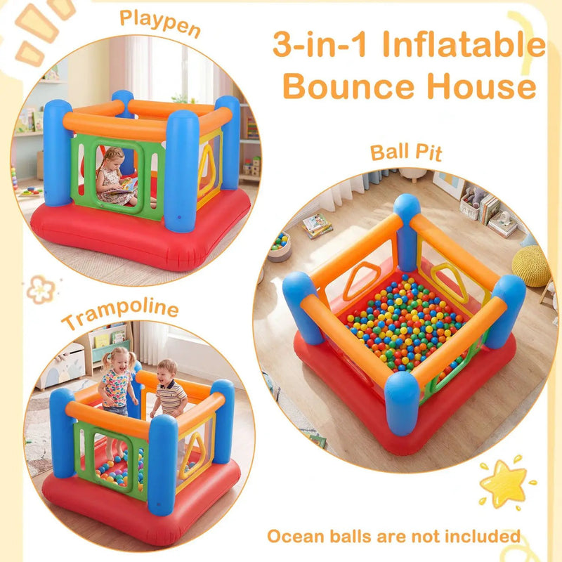 Inflatable Bounce House for Kids with Transparent Side Walls by DirectDeals