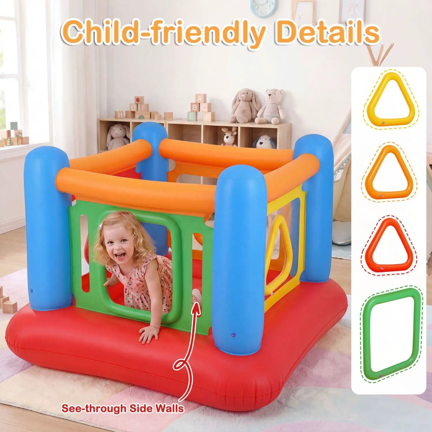 Inflatable Bounce House for Kids with Transparent Side Walls by DirectDeals