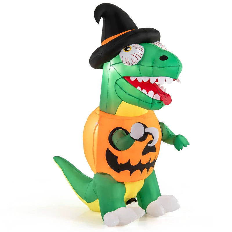 Blow up Inflatable Pumpkin Dinosaur Yard Decoration with Built-in LED Lights by DirectDeals
