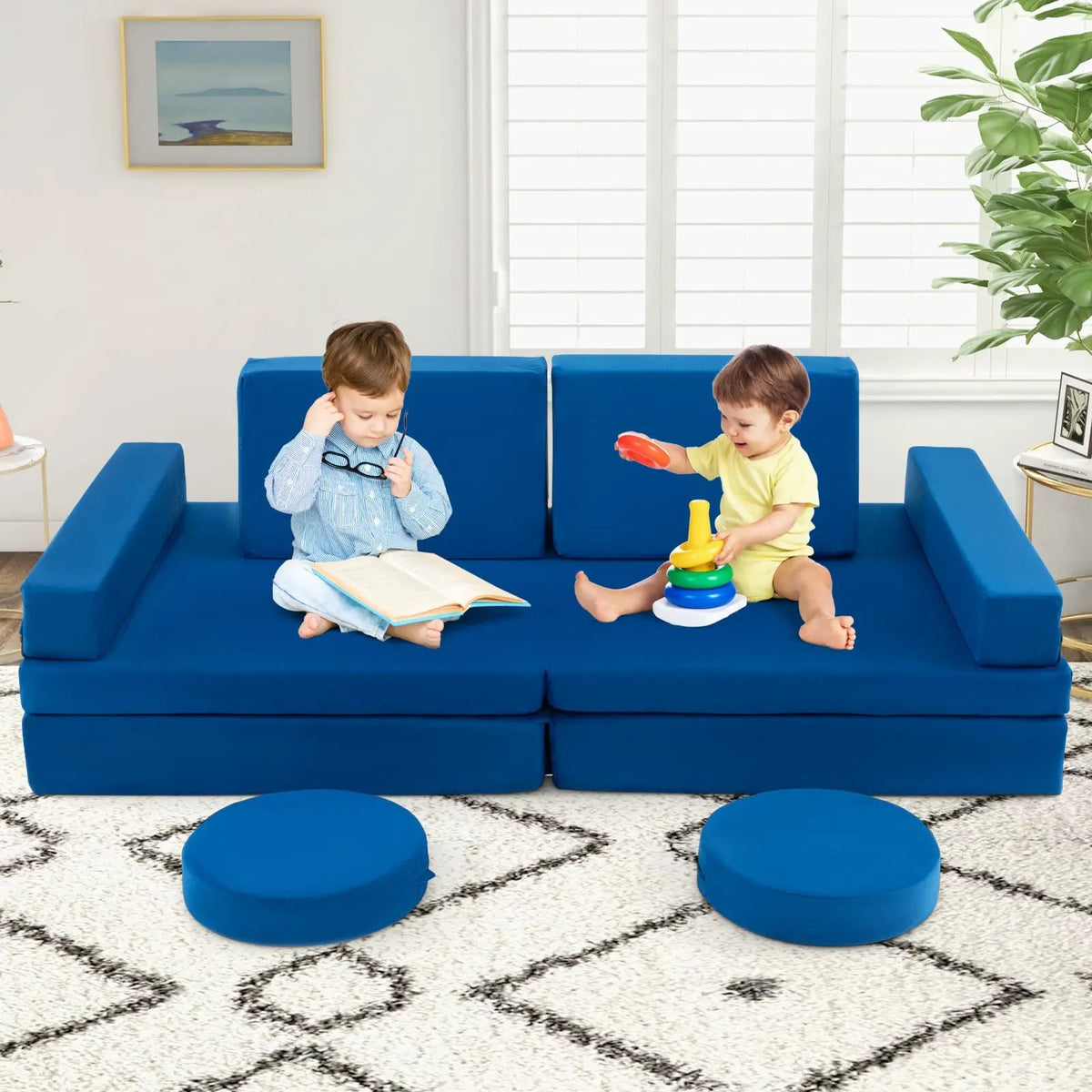 10-Piece Kids Play Couch Sofa with Portable Handle by DirectDeals
