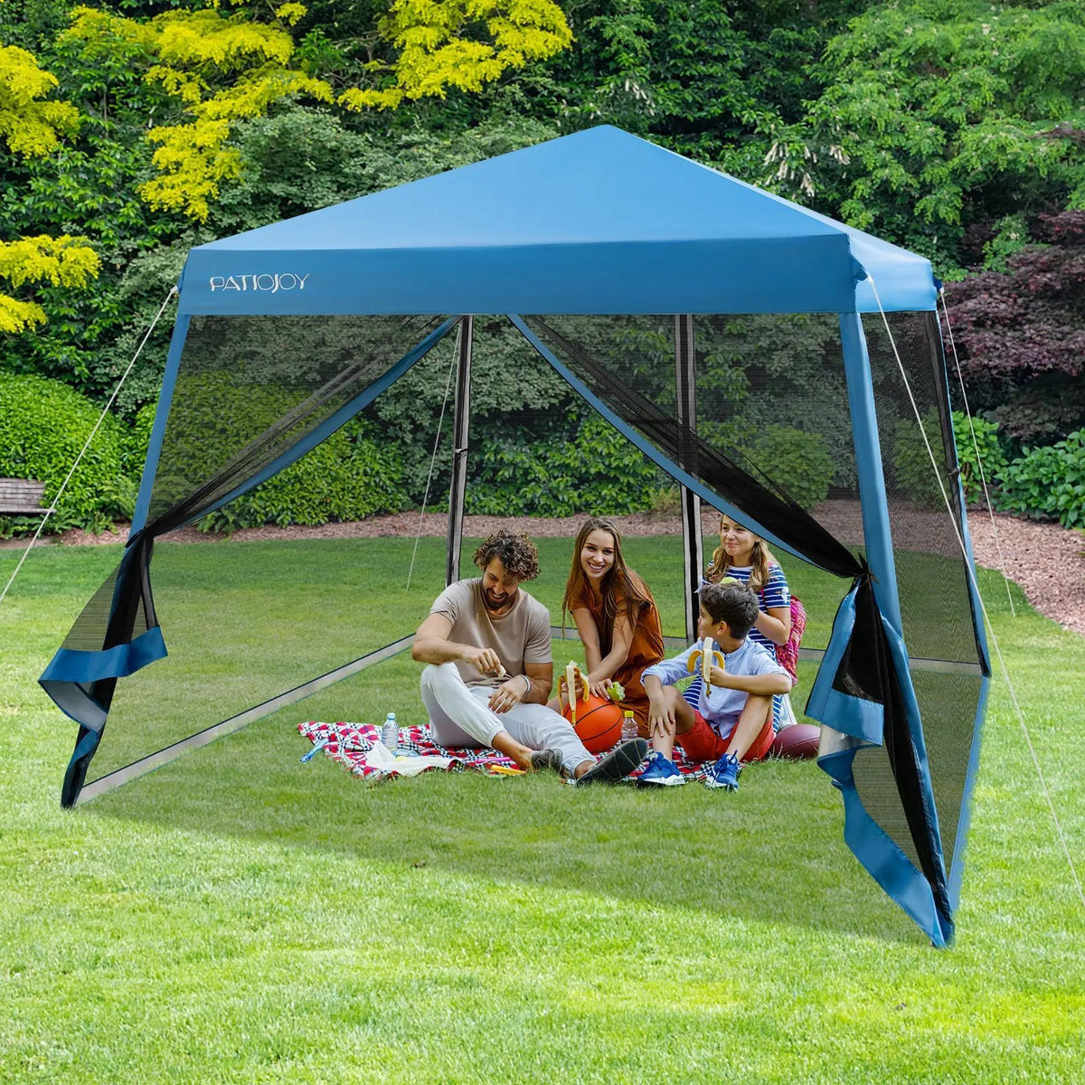 10 x 10 Feet Pop Up Canopy with with Mesh Sidewalls and Roller Bag by DirectDeals