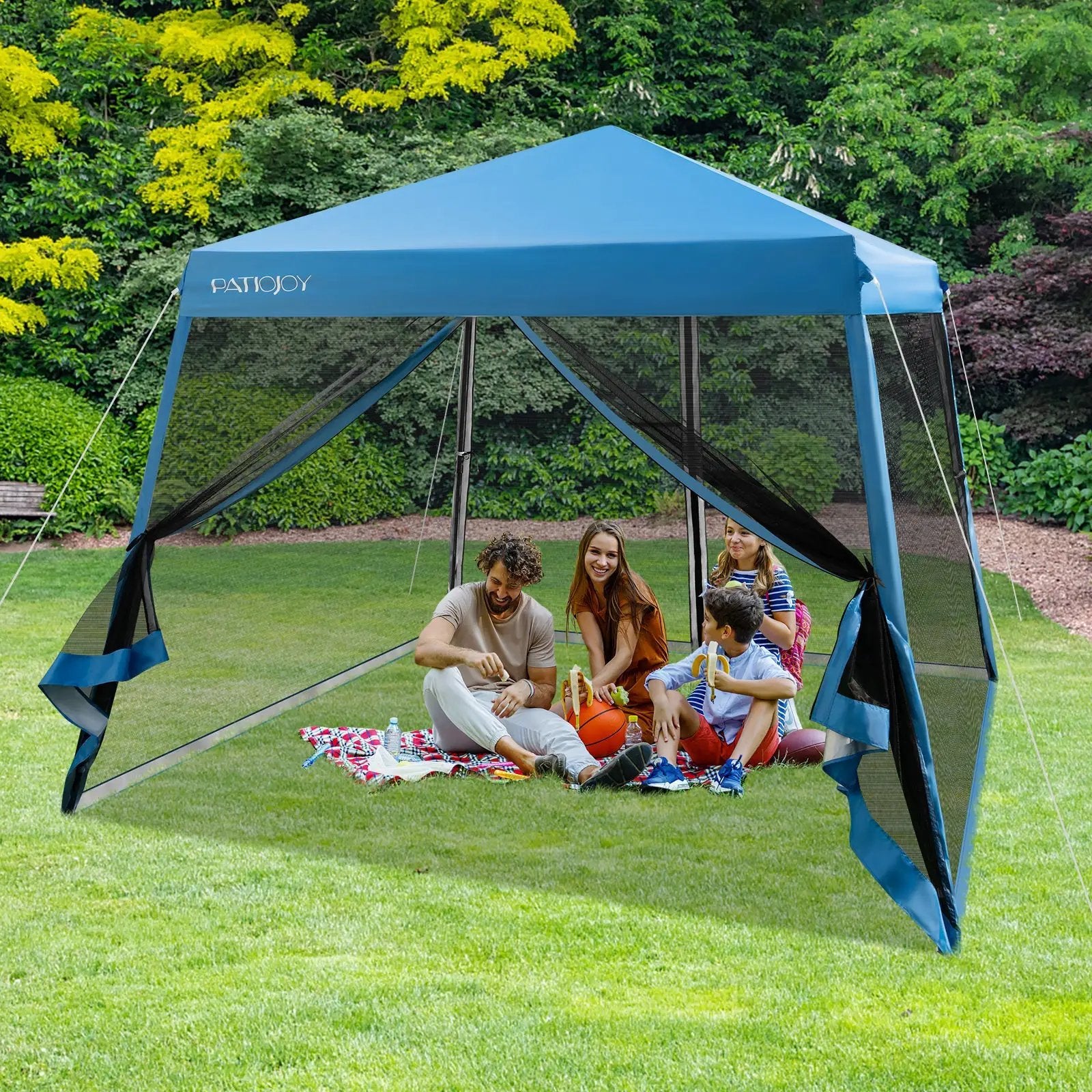 10 x 10 Feet Pop Up Canopy with with Mesh Sidewalls and Roller Bag by DirectDeals